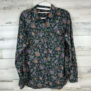 Lauren Ralph Lauren Ascot Print Cotton Voile Button Down Shirt Size Large